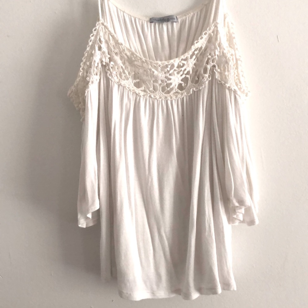 Charlotte Russe tank/short sleeve white top- M